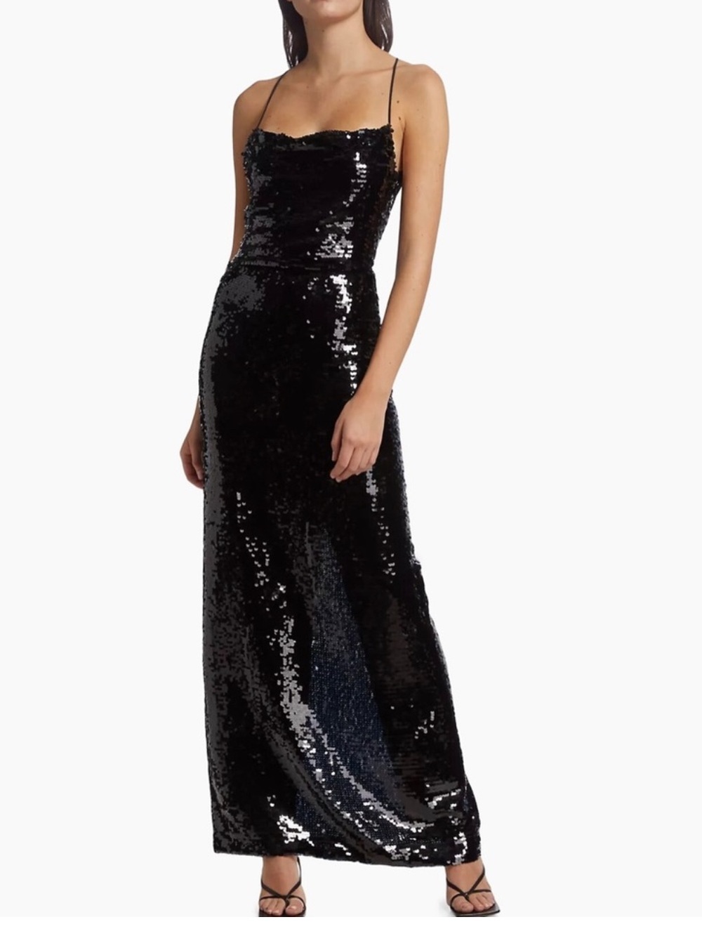 Sabina Musayev Black Sequin Maxi Slip Dress